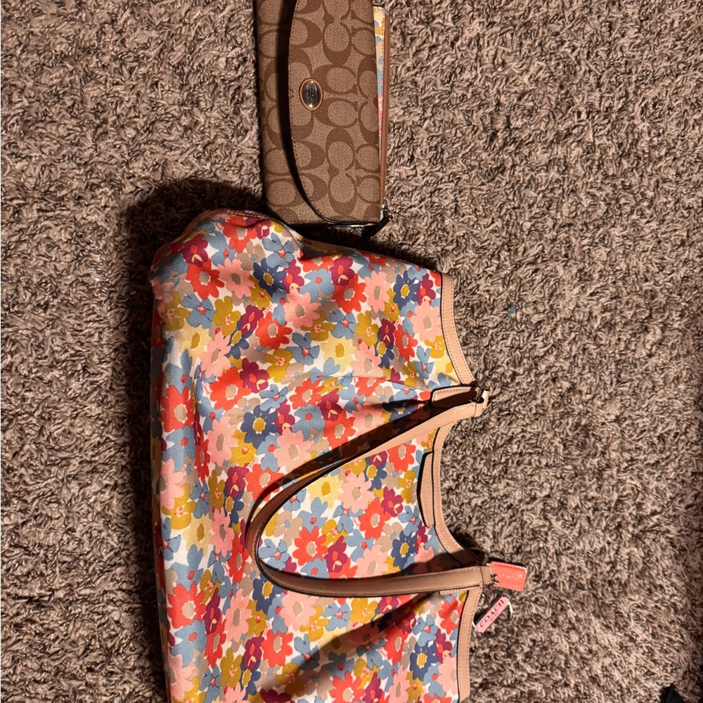 Coach Floral Tote Bag with Matching Wallet